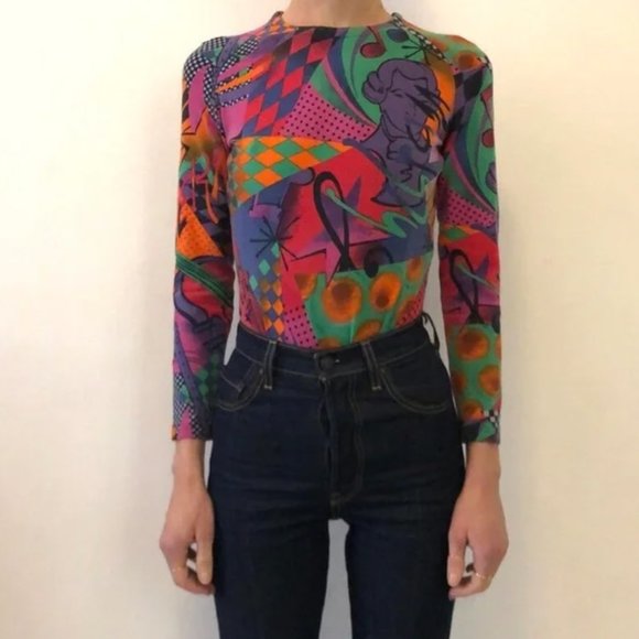 Versace Tops - 90s Y2K Versace Versus Mozart Bodysuit